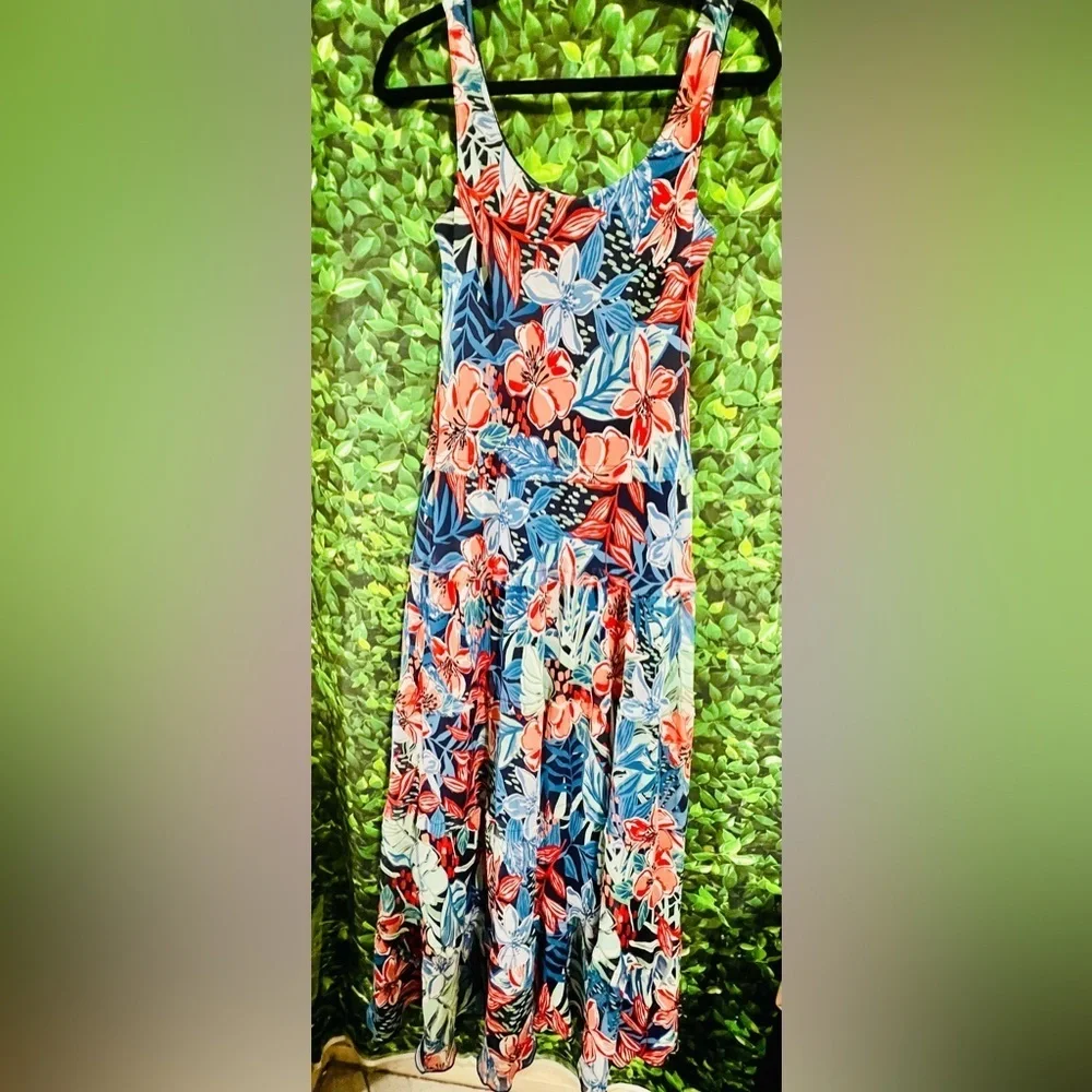 NEW Jones New York Women's Floral Maxi Multi-Tiered Dress Printed Chiffon-Small - Picture 1 of 4